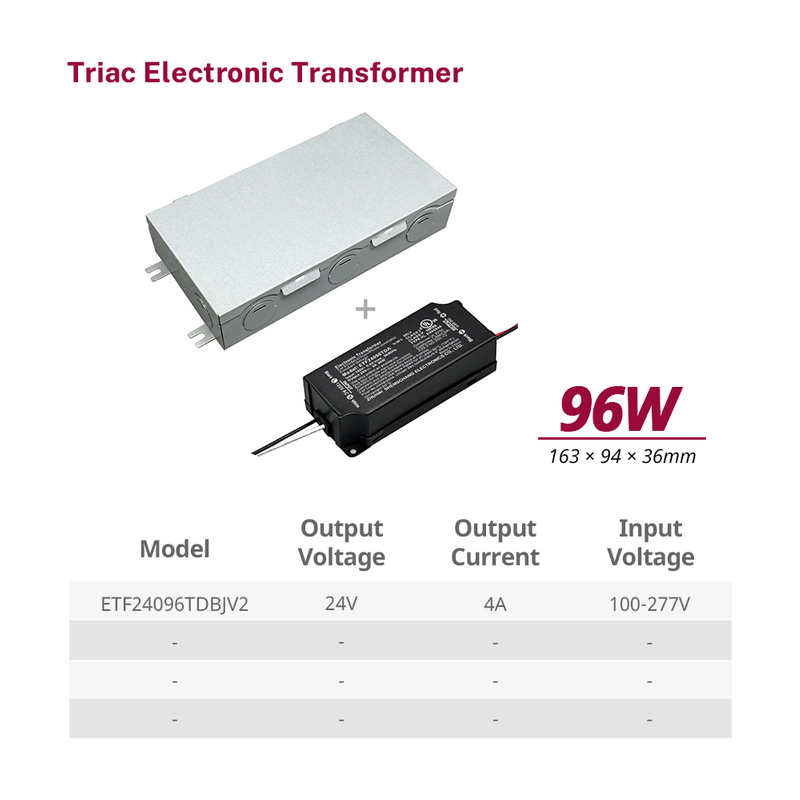 60W 96W Triac Dimmable LED Strip Light Transformer 120V to 12V 24V DC