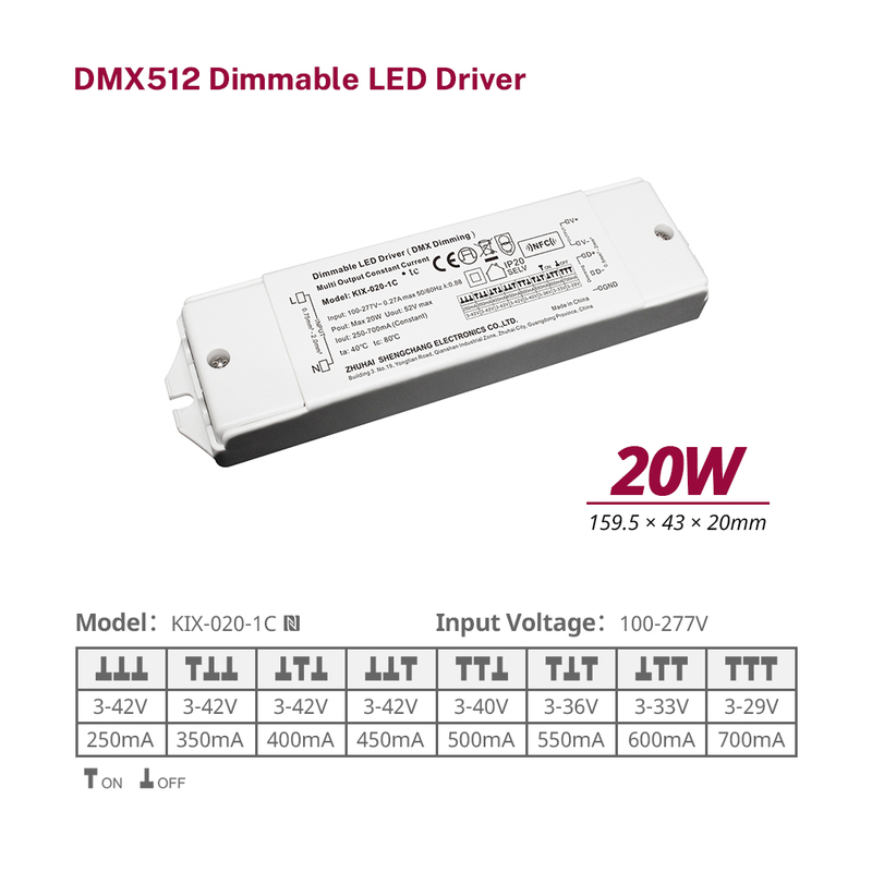 10W 20W 40W 60W&nbsp;Constant Current DMX&nbsp;512 Dimmable LED&nbsp;Driver for LED Room Lights