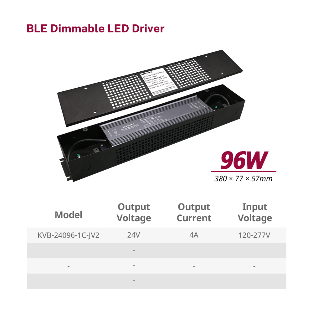 96 100 120 150 200 300 Watt RGB CW BLE Dimming Tuya Silvair Casambi App LED Driver Constant Voltage 12VDC 24VDC Output