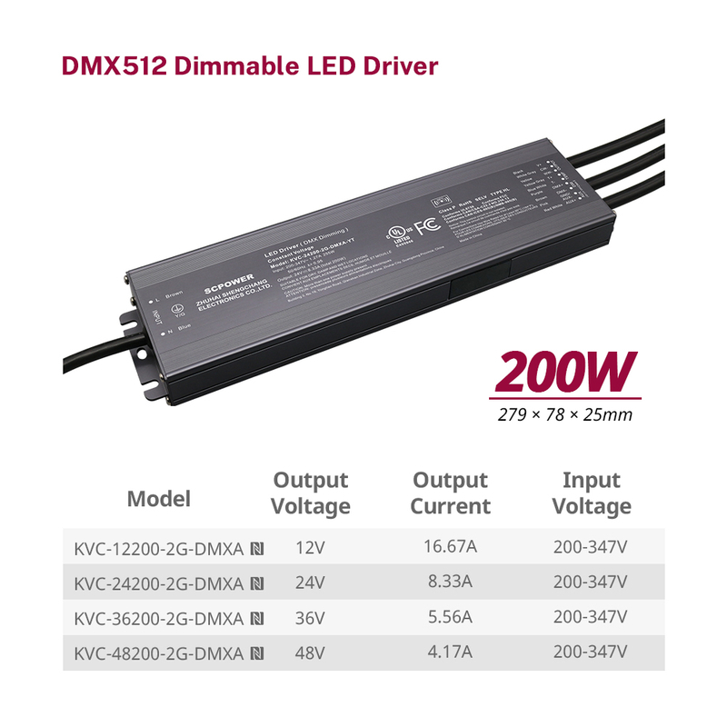 Driver LED dimmerabile a tensione costante da 192W 200W CCT DMX512 200 - 347 Volt CA