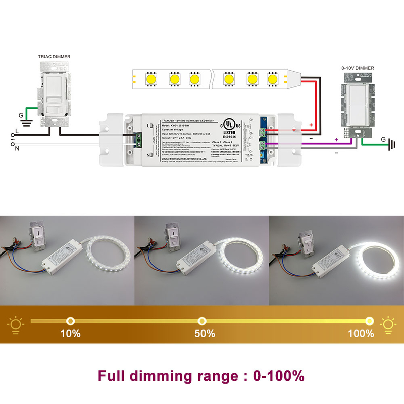 KVG-30-DW 30W CV 12Vdc 630mA small light oem adjustable constant voltage led driver for led light bar