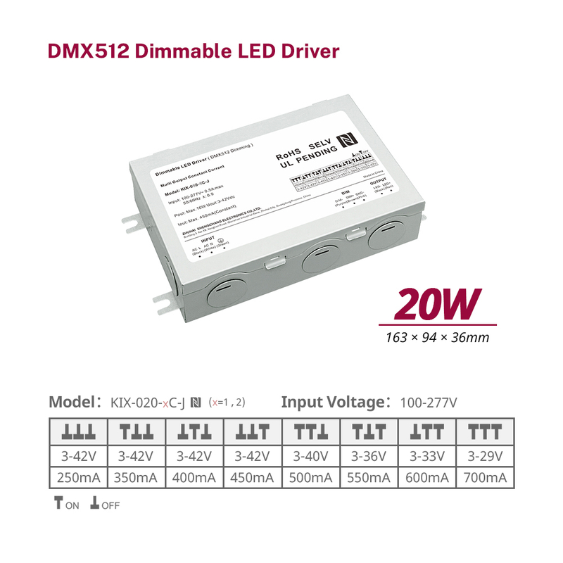 10W 20W 40W 60W DC Σταθερό ρεύμα ρεύματος DMX512 Dimmable LED