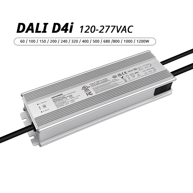 60W 100W 150W 200W 240W 320W 400W 500W 680W 800W 1000W 1200W DALI-2 D4I ไดรเวอร์ LED กลางแจ้ง 120-277VAC