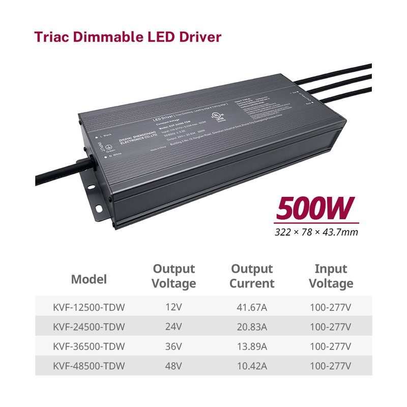 500 W 600 W Triac Dimmabled LED Power Zaopatrzenie CV dla migotania LED