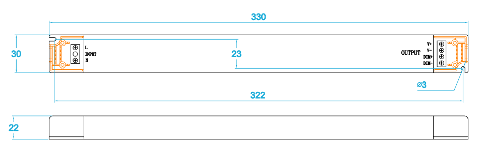 96W 100W LED Power Supply Size