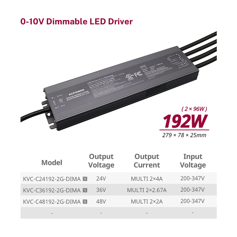 192W CCT 0-10V&nbsp;Dimmable Constant Voltage LEDDriver 24V 36V 48V DC