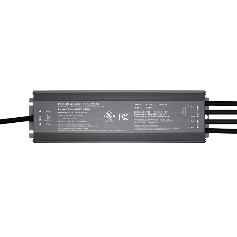 კლასი 2 180W 192W 288W 300W TRIAC 0-10V DIMMABLE LED მძღოლები CV მრავალჯერადი