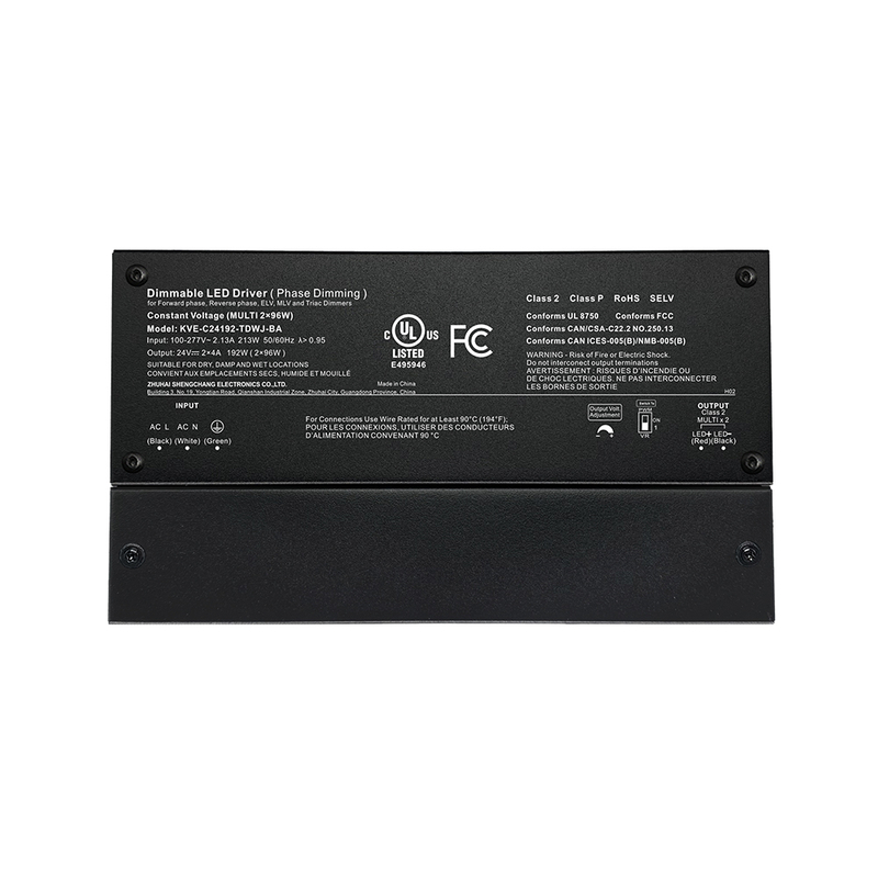 Class 2 180W 192W 288W 300W Triac Dimmable LED Power Supplies CV with Wiring Multiple LED Strips