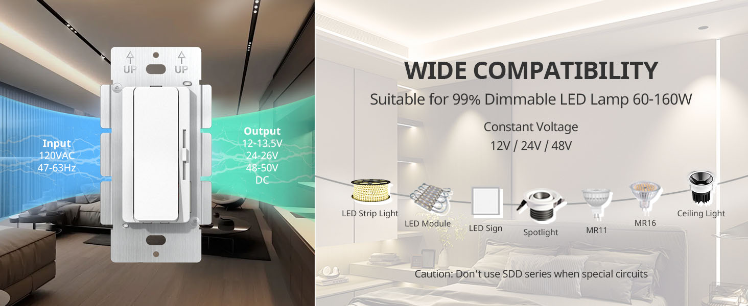 60W 96W 120W 160W CV 1CH Dimming Driver + Dimmer 2 in 1 wide compatibility