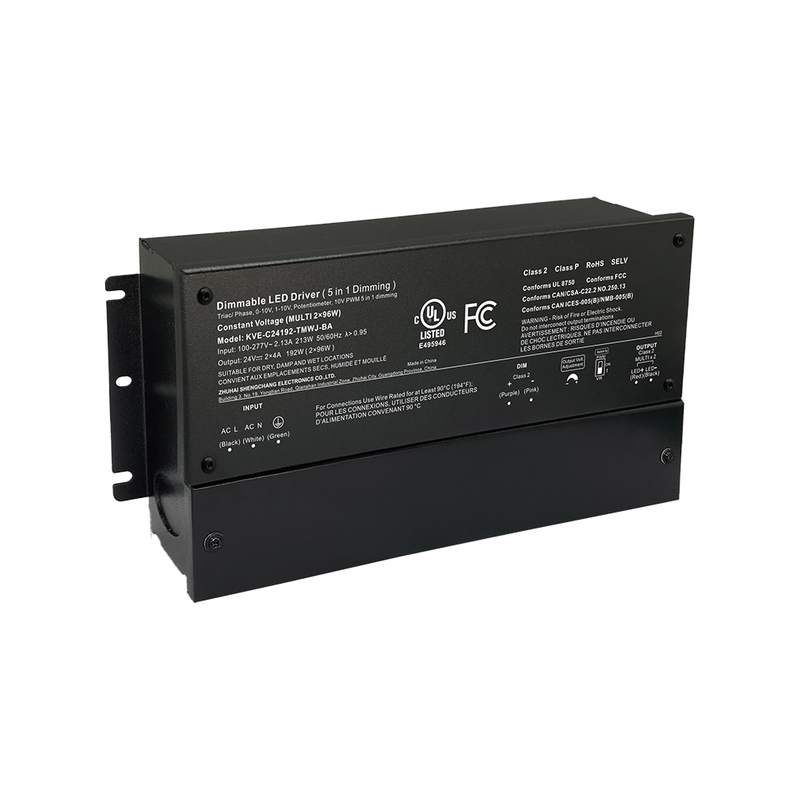 Class 2 180W 192W 288W 300W Triac 0-10V Tunable Waterproof LED Drivers CV with Junction Box