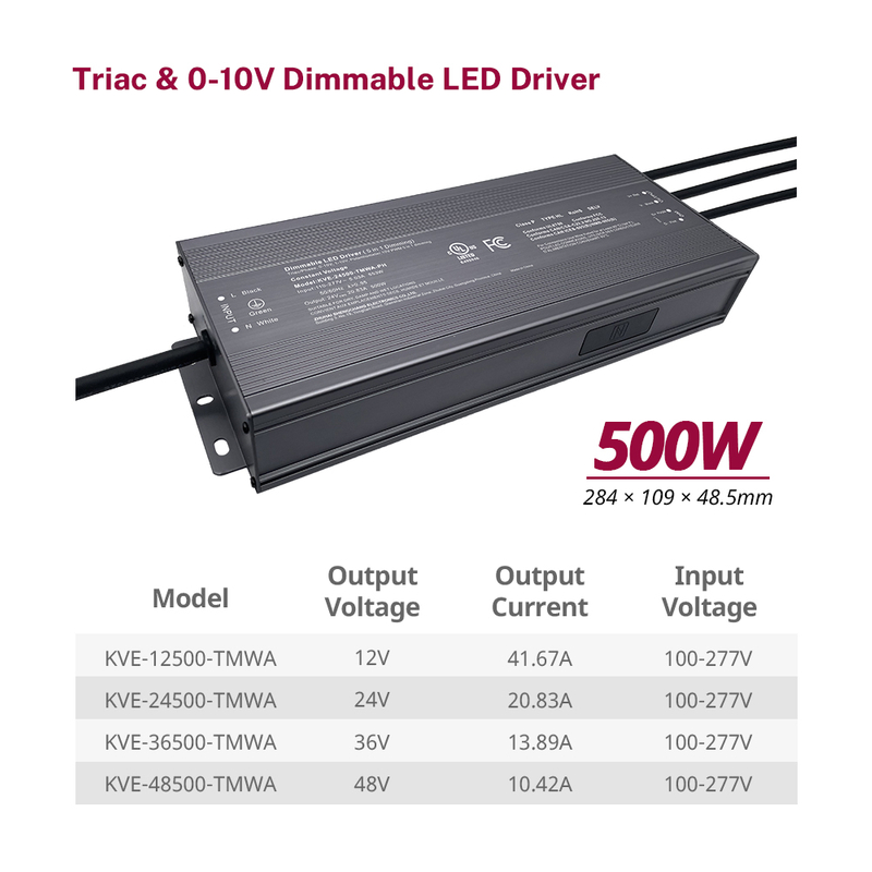 500W 600W Triac 0-10V Dimmable LED Drivers CV LED Strip Lights