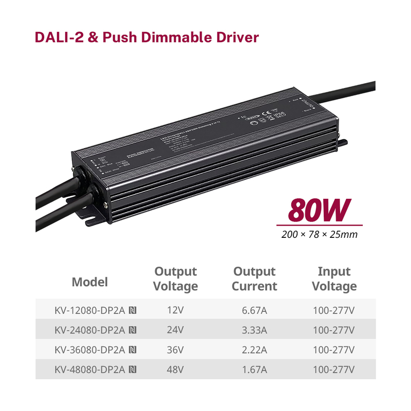 DP2 80W 96W 100W 120W&nbsp;CV RGB CW&nbsp;DALI-2 Push LED&nbsp;Driver 12V 24V 36V 48V DC