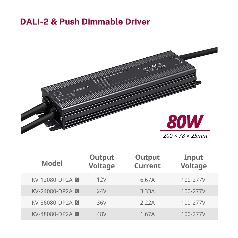 DP2 80W 96W 100W 120W&nbsp;CV RGB CW&nbsp;DALI-2 Push LED&nbsp;Driver 12V 24V 36V 48V DC