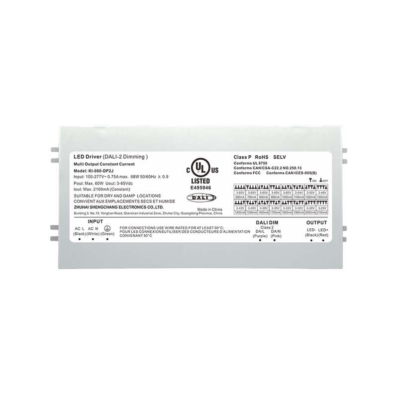 DP2J 10W 20W 40W&nbsp;60W CC DALI&nbsp;2 Push&nbsp;Class 2 LED&nbsp;Driver&nbsp;with Junction box