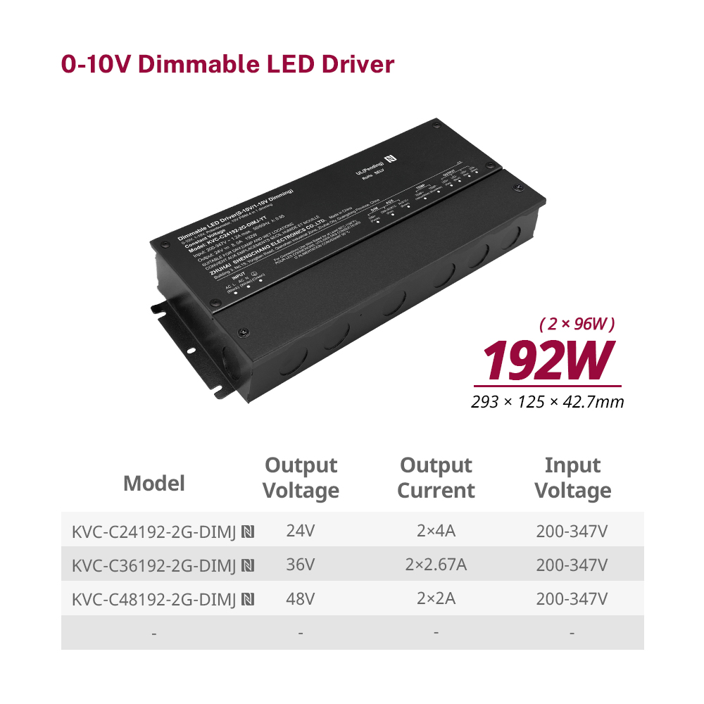 192W 0-10V CCT 200 347 Volt Constant Voltage Programmable LED Drivers for LED Loads