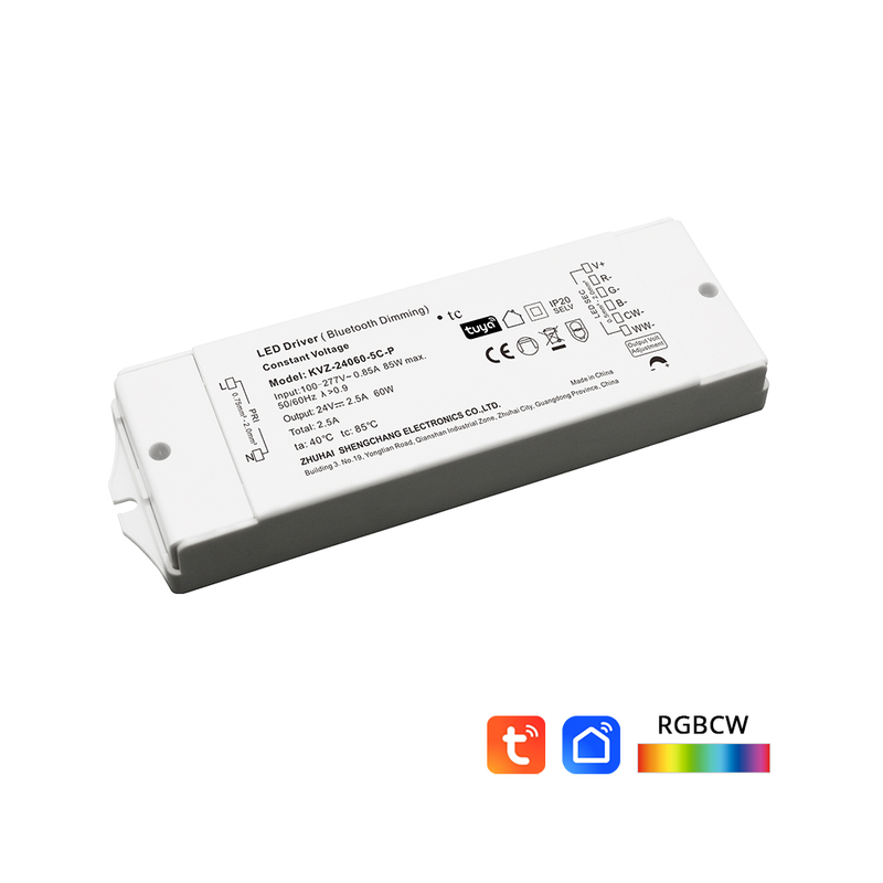 60W CV RGB CW ZigBee Dimmable LED Driver 12V/24V/36V/48V Constant Voltage Power Supply Compatible with Tuya Smart Life App