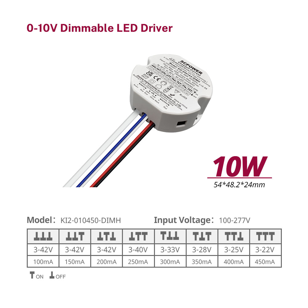 10 15 20 30 40 50 Watt 0-10V 4 in 1 Constant Current Dimmable LED Driver Lighting with Round Shape Driver
