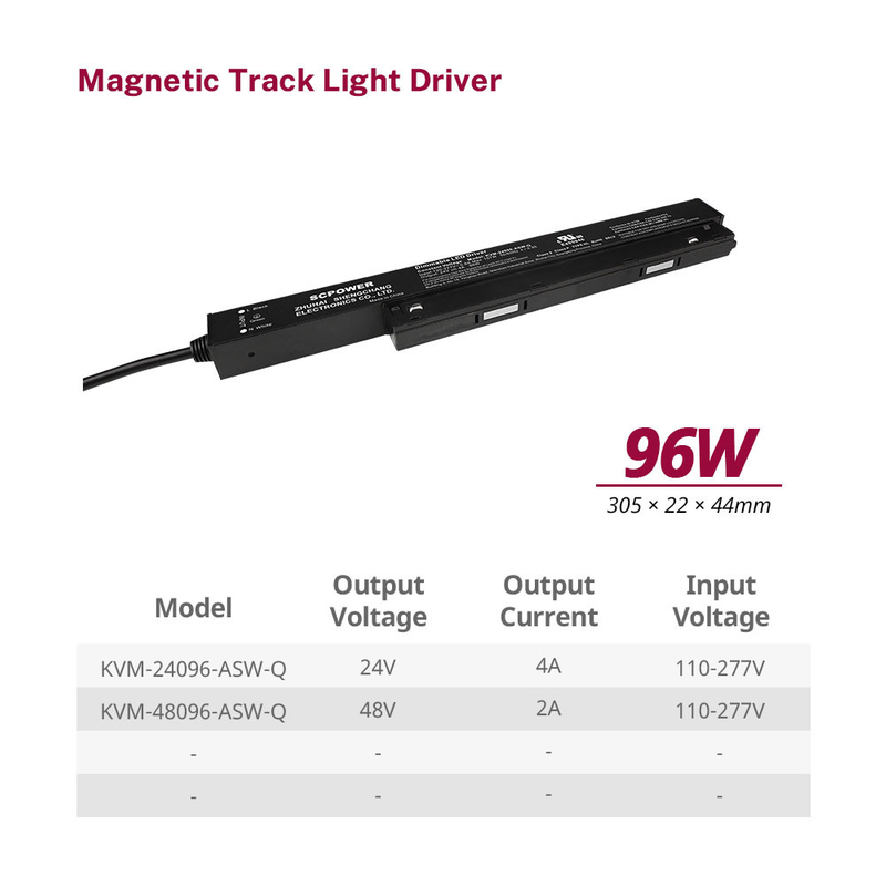 96W 100W 150W 200W CV Non-Dimming Recessed Magnetic Switch Power Supply Input 120-277V AC to DC Driver for Led Light