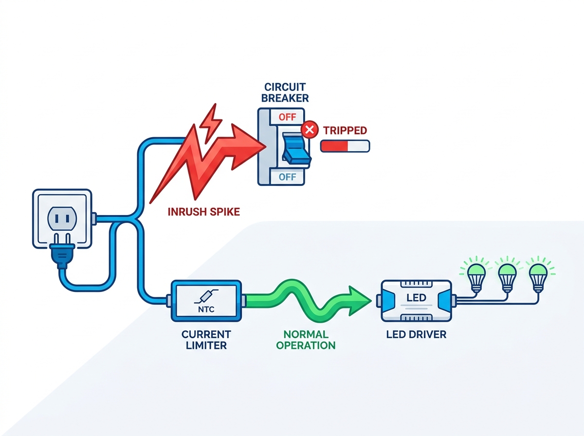 LED driver inrush current mitigation