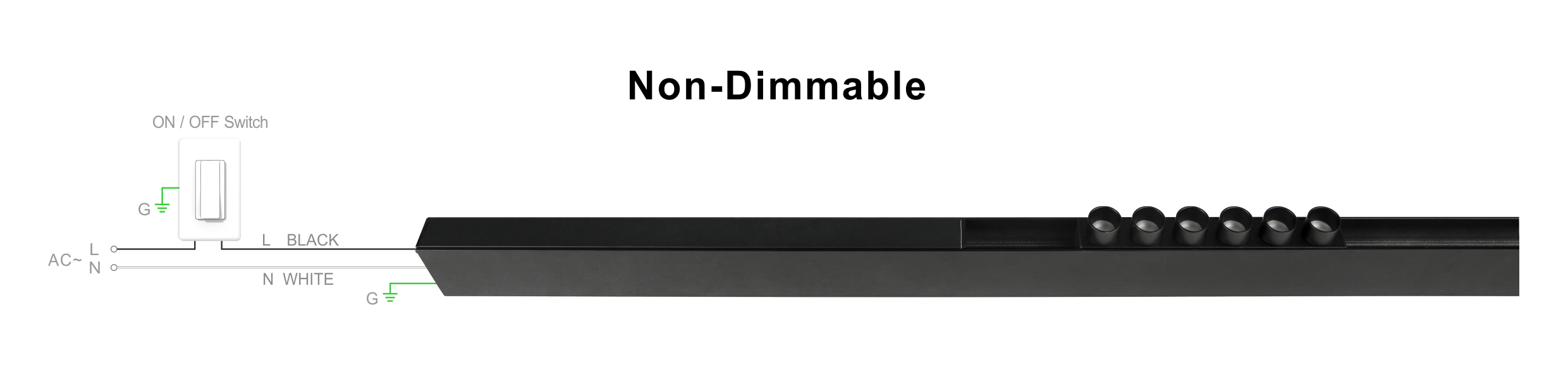 Suretron non-dimmable magnetic led driver connecting diagram compatible with ON/OFF switch connection.